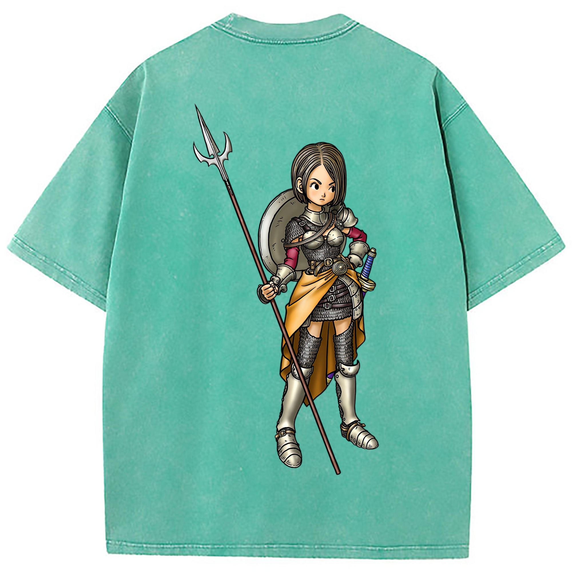 （画像用） ドラゴンクエスト Doragon Kuesuto Dragon Quest 綿100% ヴィンテージ風 半袖Tシャツ（背面プリント）
